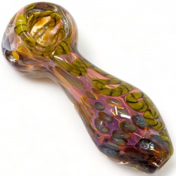4" Gold Fumed Twisted Ribbon and Bubble Artistry Hand Pipe - [RKD36]